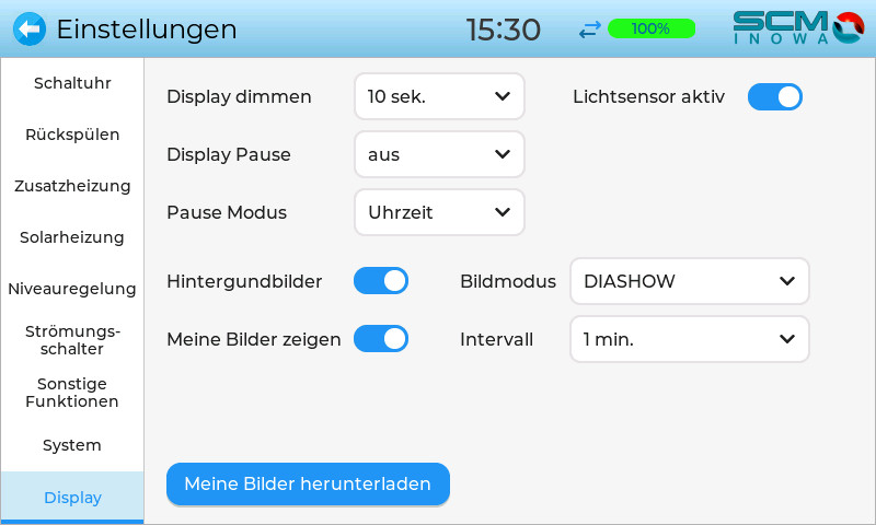 Einstellungen-Display