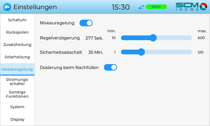 Einstellungen-Niveauregelung