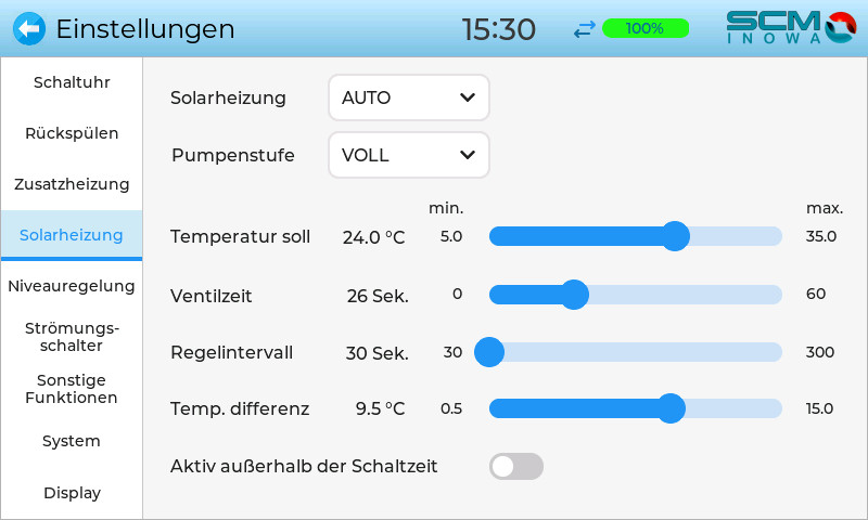 Einstellungen-Solarheizung