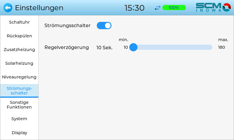 Einstellungen-Strömungsschalter