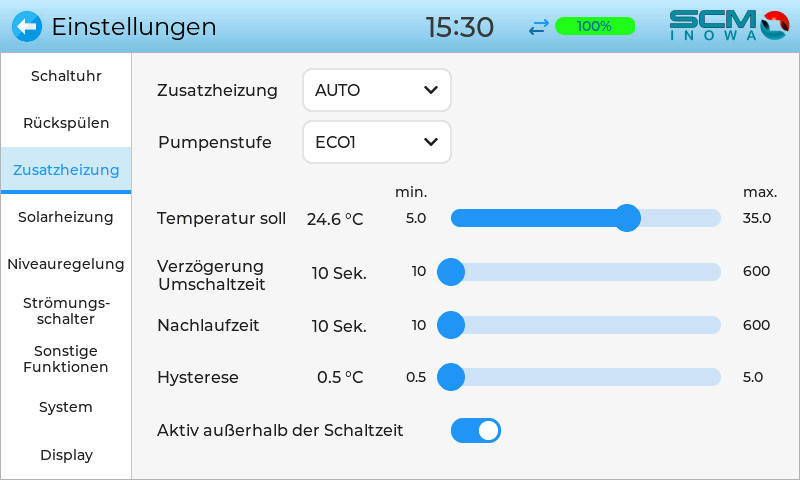 Einstellungen-Zusatzheizung